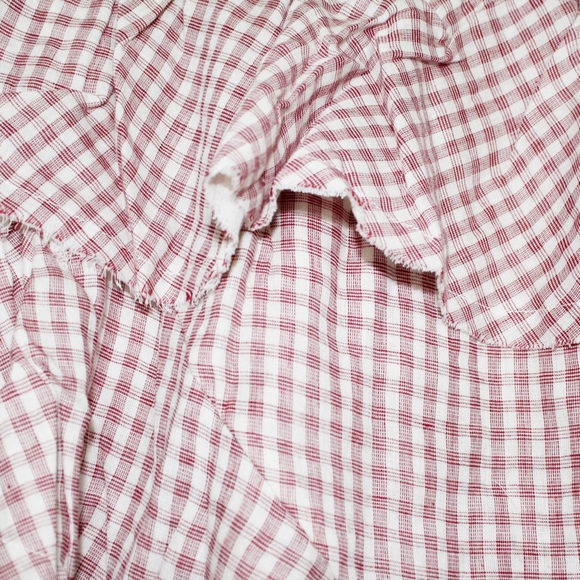 NWT RED PLAID FRINGE HEM SKIRT MOON RIVER SMALL - Picture 6 of 10